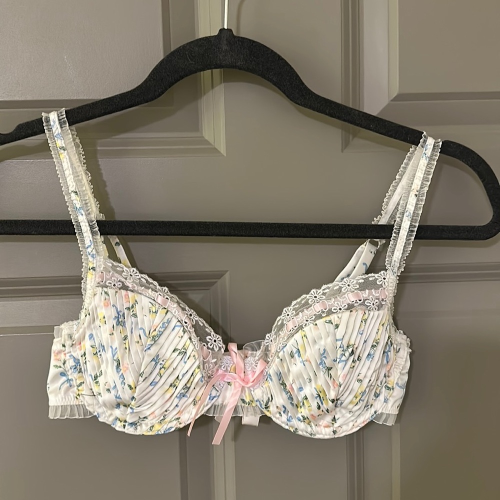 For Love And Lemons Charlotte Bra White Floral XS